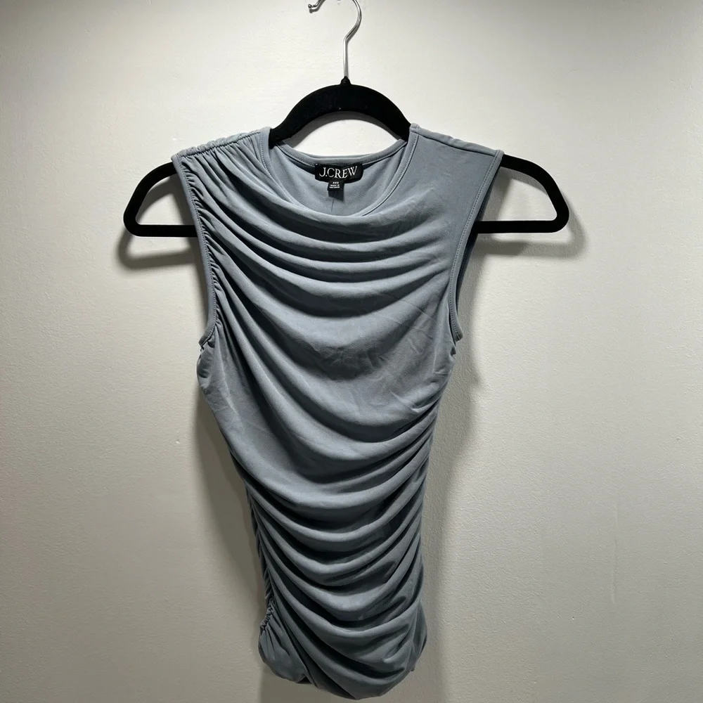 J.Crew Light Slate Ruched Sleeveless Shell - Picture 3 of 7